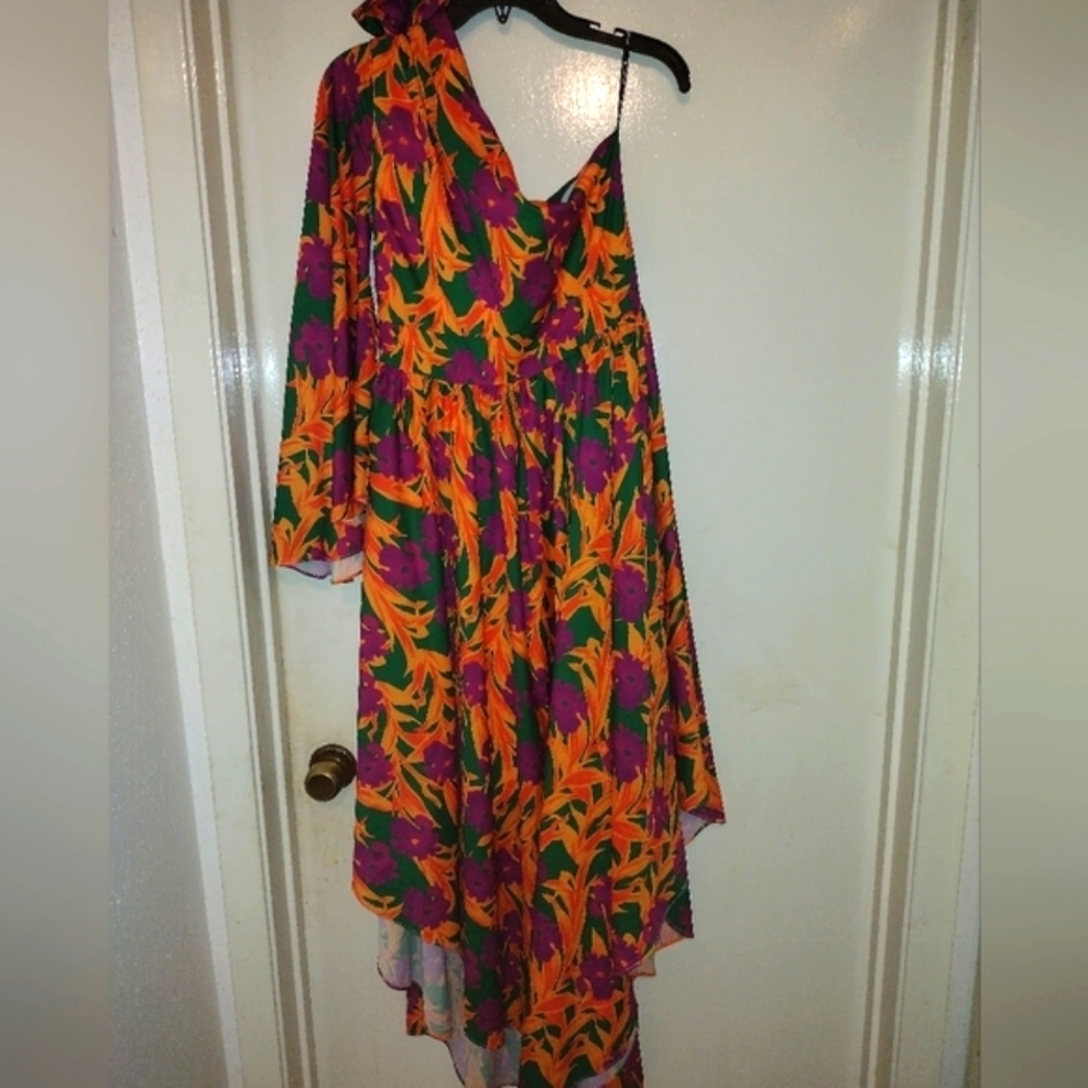 Beulah Style Floral one shoulder dress  size Small